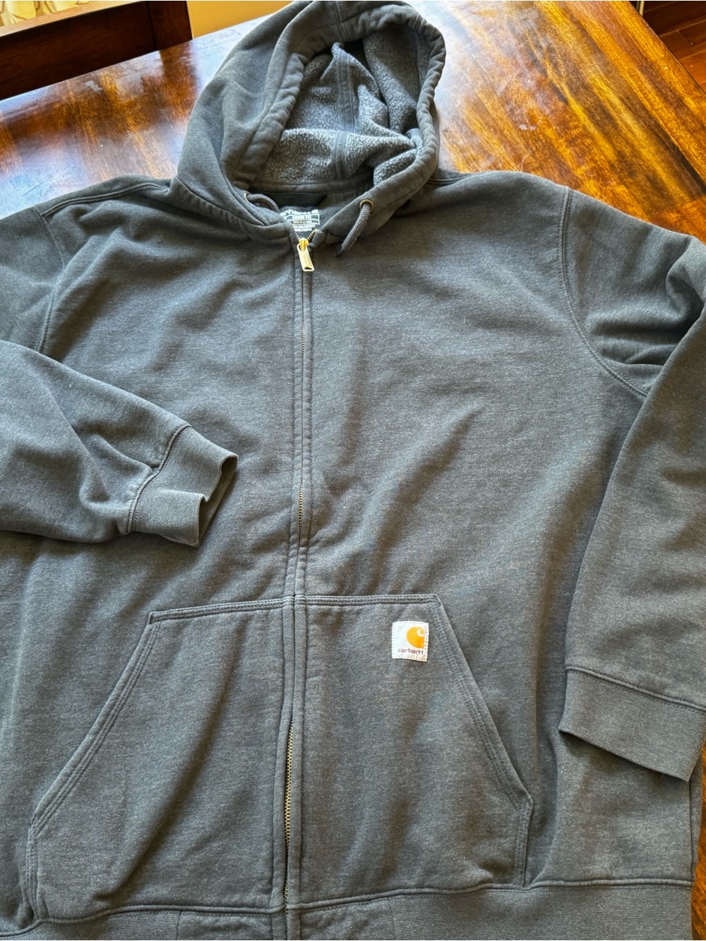 Carhartt Dark Gray Full-Zip Hooded Sweatshirt 2XL loose fit